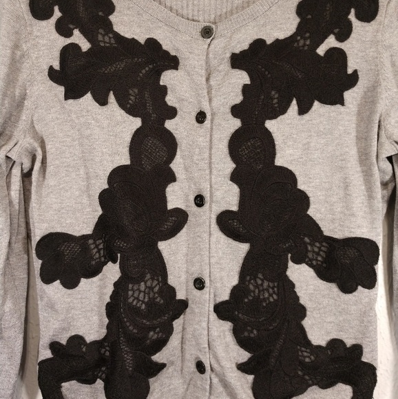 CAbi Lace Grey/Black Button Cardigan Small - Picture 5 of 7